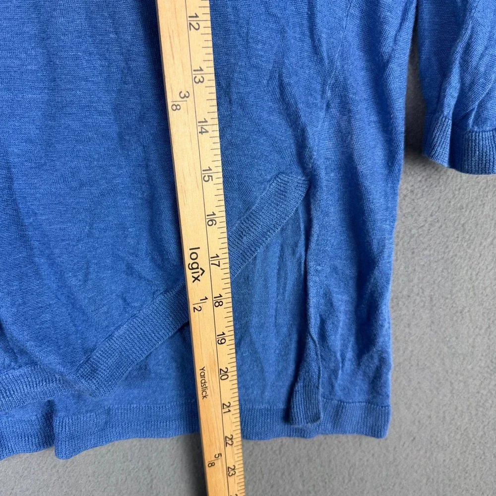 Theory Beylor C Sag Harbor Linen Blend Knit Top Blue 3/4 Sleeve Small F0313714